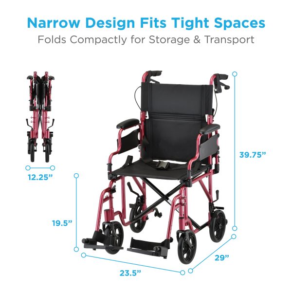 Lightweight Transport Chair with Locking Hand Brakes - Image 4