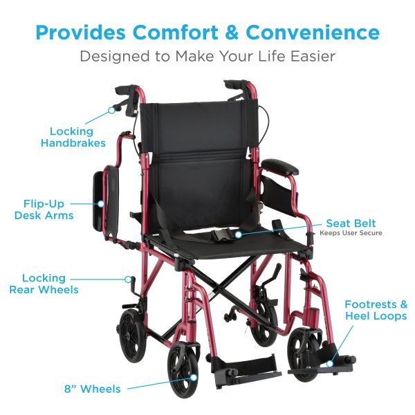 Lightweight Transport Chair with Locking Hand Brakes - Image 5